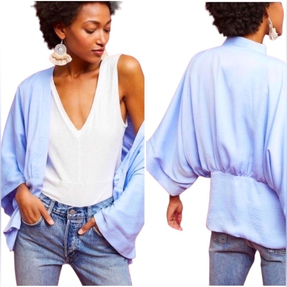 Anthropologie Jackets & Blazers - COPY - Anthropologie Floret Blue Violetta Open Front
Kimono Cardigan One Size F…